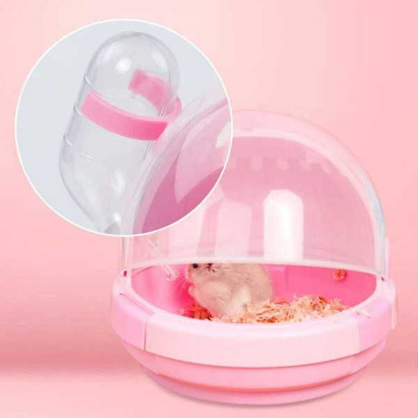 Bärbar hamsterbur, 17,5 x 16,5 cm, liten djurbur med vattenflaska, resehandväskor