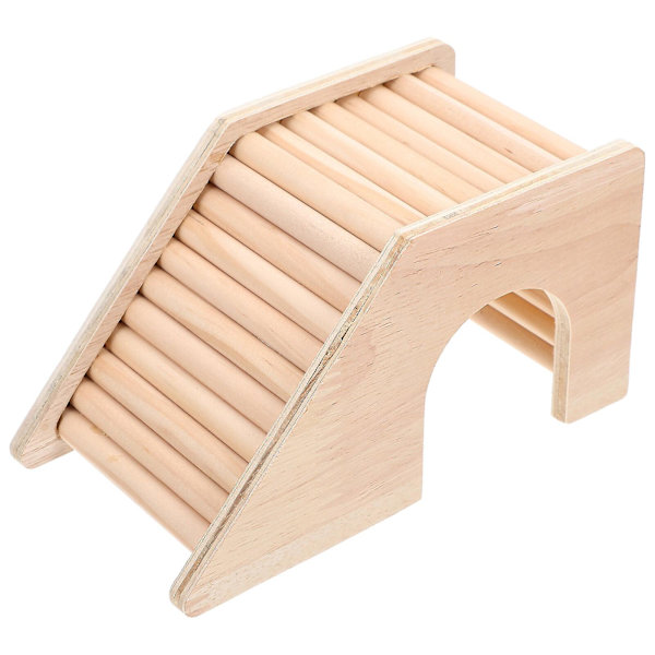 Træhamsterhus, hamster gemmested, kreativt lille kæledyrshus med stige (17X9.5X9CM, som vist på billedet)