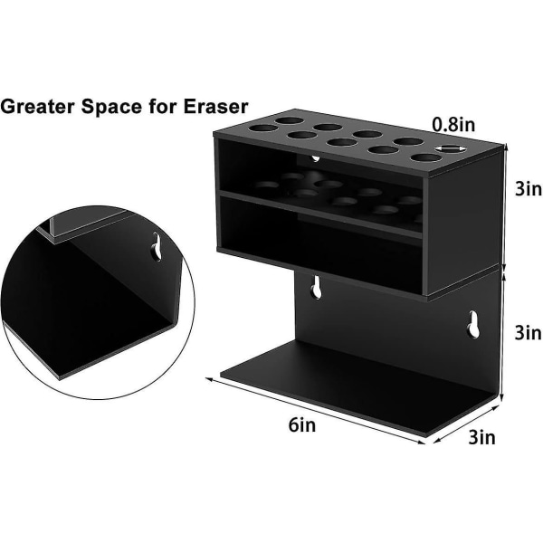 Kuivapoistomerkkien pidike taululle, seinään kiinnitettävä 2-kerroksinen 10-paikkainen musta akryylimerkkijärjestäjäkoulutoimistoon kotiin（Musta）