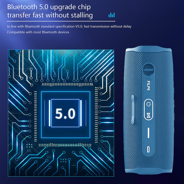 Trådlös Bluetooth-högtalare är bärbar, och utomhussporter är inte rädda för vatten, hög ljudkvalitet, lång batteritid, ingen fördröjning. 20240259（Blå）
