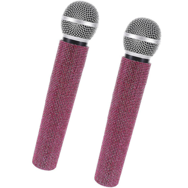 2-pak simulering mikrofon rekvisitter falsk mikrofon flash foregive mikrofon (24.00X5.00X5.00CM, pink)