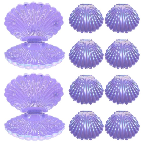 10 kpl Shell Candy Box Shell -säilytysrasia korurasia hääjuhliin (9,1 x 7,7 x 4,5 cm, violetti)