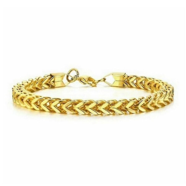 Stainless Steel Chain Herringbone Bracelet Men Plated Titanium Alloy B（Golden）