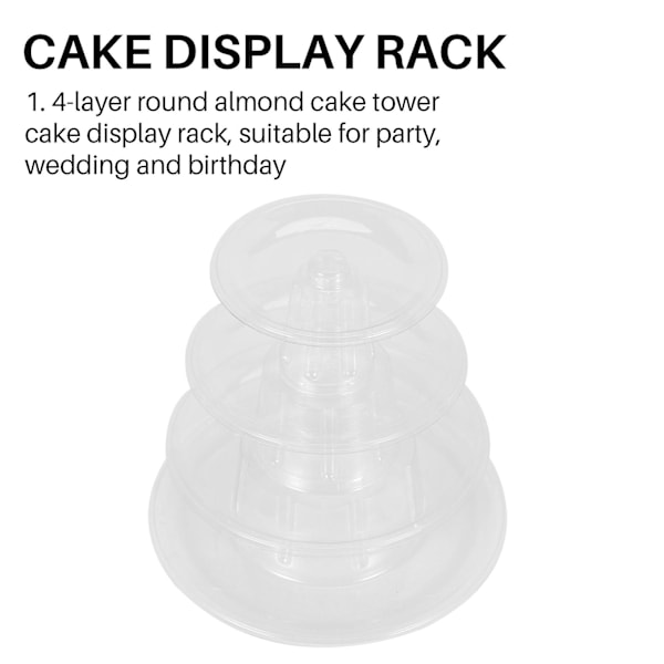 4-vånings rund macaron-torn stativ kakdisplayställ för bröllop födelsedagsinredning