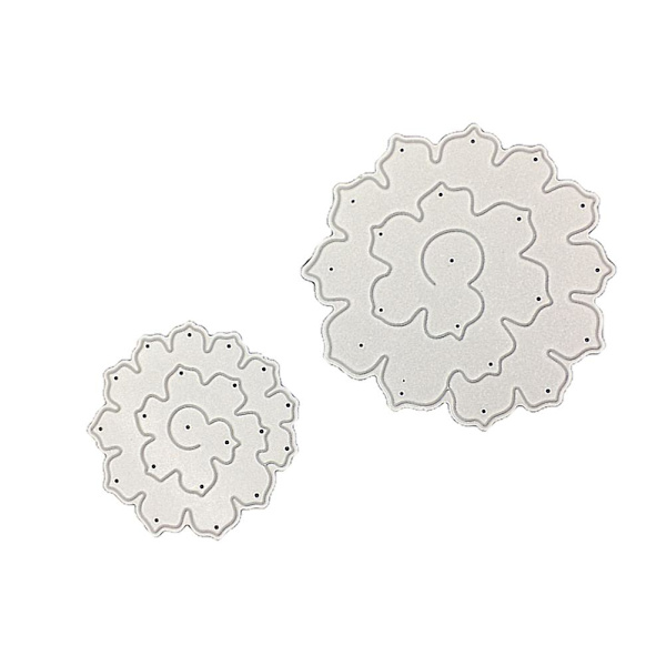2 stansformar för prägling och skärning, blommig metallstans, präglingsstencil, skärningsmall för korttillverkning (2 st, silver)