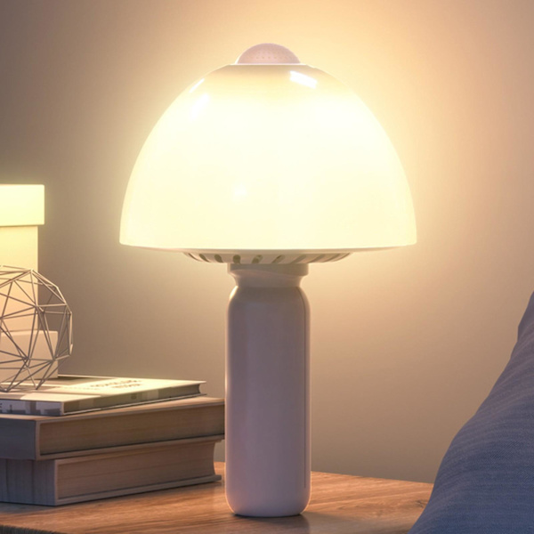 Trådlös Bluetooth-mikrofon med lång räckvidd för att sjunga och prata, bordslampa med variabel ljudinspelning med en knapptryckning, integrerad ljudmikrofon med belysning (vit)