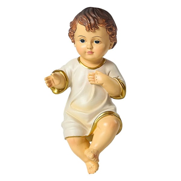 1 stk Jesus Baby Statue Ornament Religious Holy Child Resin Statue Ornament (15X7X7CM, Hvid)