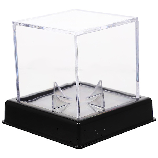 Set med dekorativ basebollåda, hem basebollställ transparent softbollåda basebollaccessoarer (10,5X10,5X9,5CM, transparent)