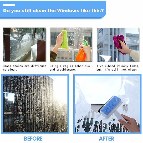 Vindue Rengøring Børste Mikrofiber Squeegee Vindue Skrubber, Professionel Vindue Rengøring Combi Vindue Combi Vindue Skrubber til Badeværelse Gulv/Væg Flise