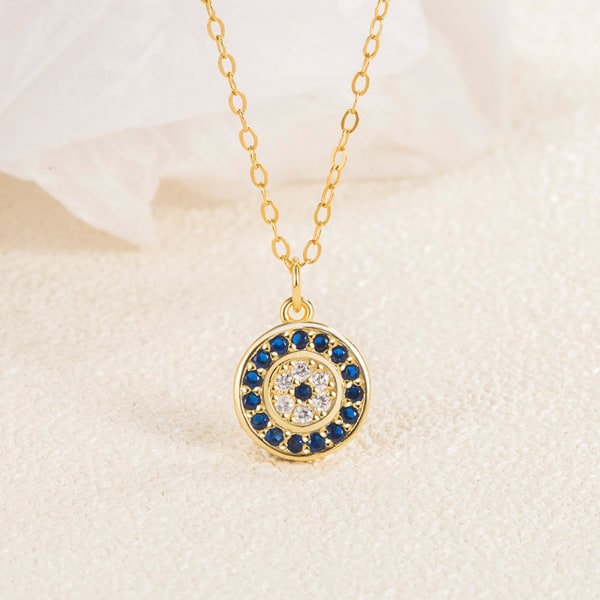 2023 New Upgraded 925 Silver Evil Eye Necklace, Allergen-free & Cadmium-free（1，gold）