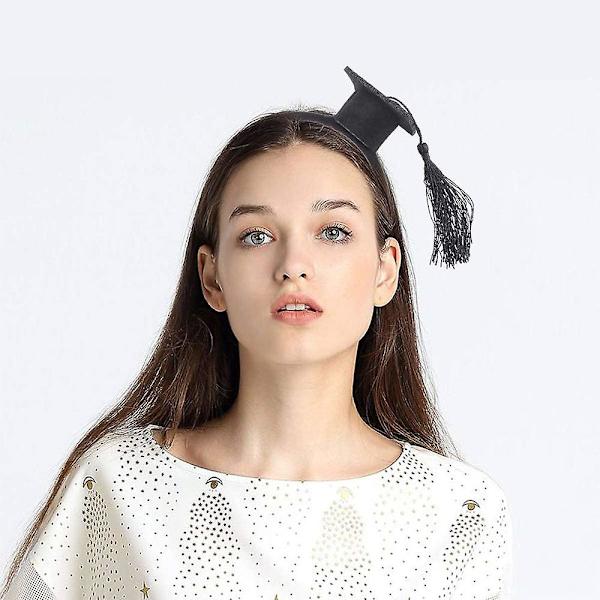 Mini Grad Cap Hårbånd Hårbånd Morsom Stereoskopisk Hodeplagg med Doktorlue Dusker for Graduering