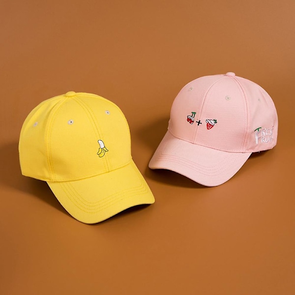 Baseballkeps, mjuk baseballkeps tecknad broderad twill bomullskeps herr damer lättvikts hopfällbar sommar utomhus solskydd (Cherry+