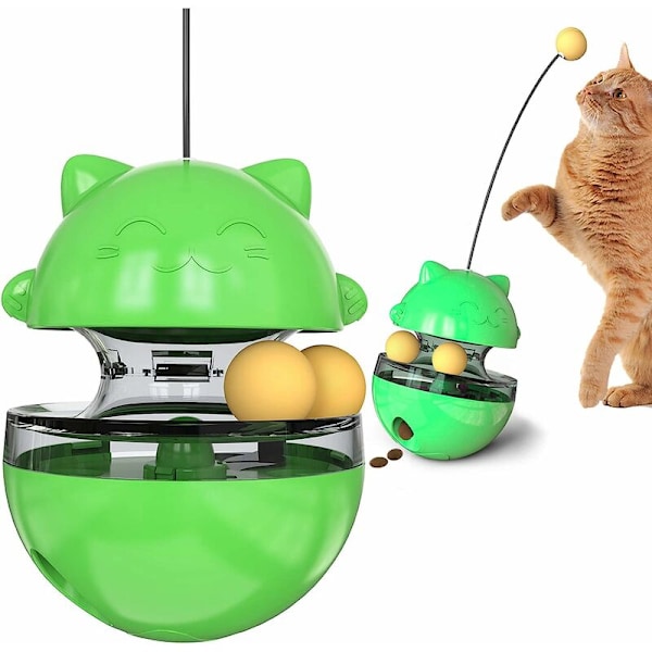 Interaktiva kattleksaker, kattleksaker, katttillbehör, intressant koppmatdispenser, förbättra IQ, långsam matare, ta med 2 rullande bollar, husdjurstillbehör