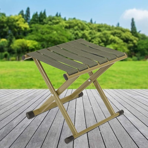 Campingpall, Fällbar Pall, Kolstålmaterial, Bärbar Fällbar Pall, Robust, Bekväm, För Camping (Grön, 29cm x 26.5cm x 26cm, 1st)