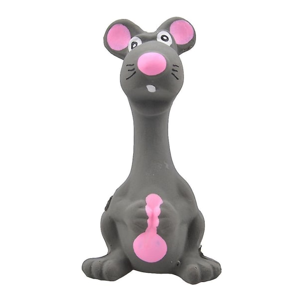 Latex Gummi Mus Teething Tygge Interaktiv Hente Leg Squeak Hvalp Legetøj
