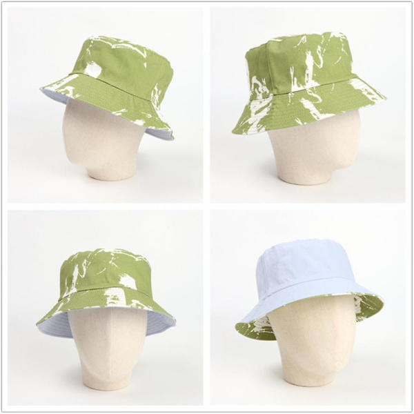 Kvinnors enfärgade hinkhatt sommar strand hinkhatt kvinnor vuxen unisex bomull hatt mors dag present till mamma och fru (grön+ljusblå)