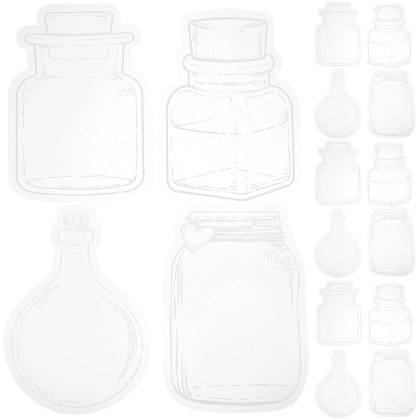 20 stykker klare glassflaske klistremerker utklippsbok dekorasjon klistremerker (14X9.5CM, som vist på bildet)