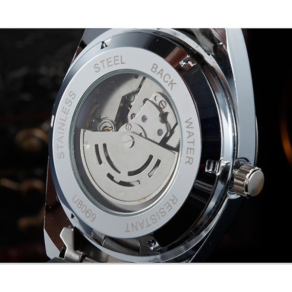 Automatisk mekanisk armbåndsur i rustfrit stål til mænd med dag og kalender til virksomheder（A1）