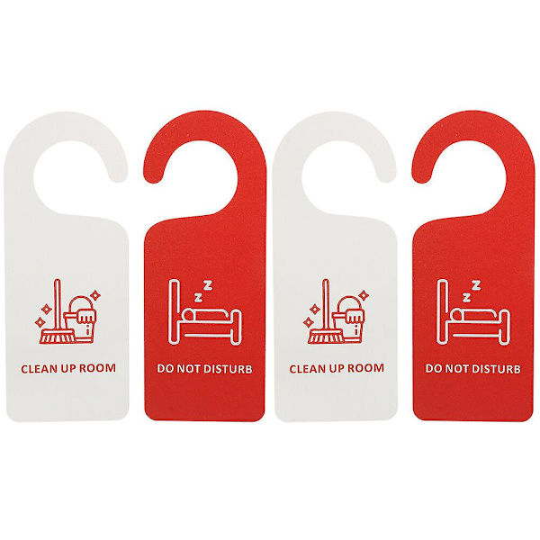 4-pack hotellstädning rumsskylt stör ej skylt dubbelsidig dörrhängande skylt (21,5X8,5CM, flerfärgad)