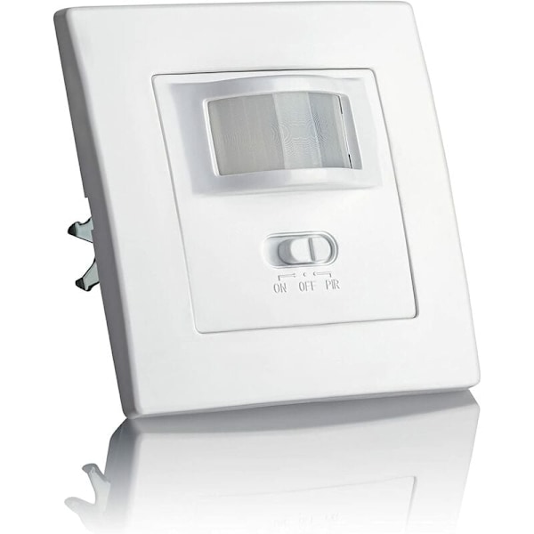 Rörelsedetektor för inomhusbruk, infälld väggmontering, lämplig LED, IR-sensor, programmerbar, räckvidd 9m/140° 80x80x45mm