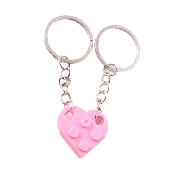 Ystävänpäivälahja, Sydän set pariskunnille, 2 kpl Sydämen kanssa yhteensopivia värikkäitä avaimenperät (vaaleanpunainen)