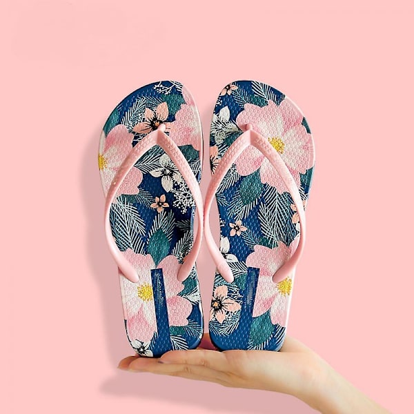 Damtofflor Sommarsandaler Tillverkade av Mjukt Material Unikt Mönster Frisk Stil Moderiktiga Sommarstadsskor (8-8,5 Tum)