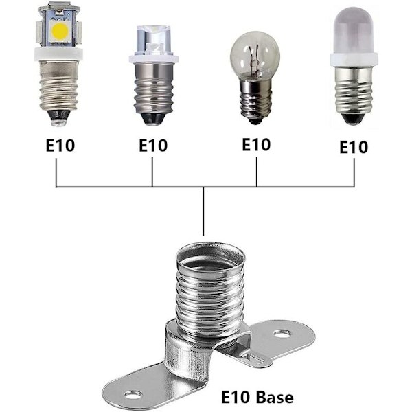 E10 LED-lamphållare, 10 st skruvmonterade lamphållare