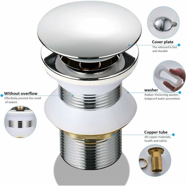Pop-up diskbänksplugg Automatisk plugg Mässingsavloppssystem Pop-up avloppsplugg Universell avfallsplugg