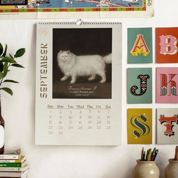 FUL UGLY CATS I RENÄSSANSMÅLNINGAR 2024 Månatlig Väggkalender（S）