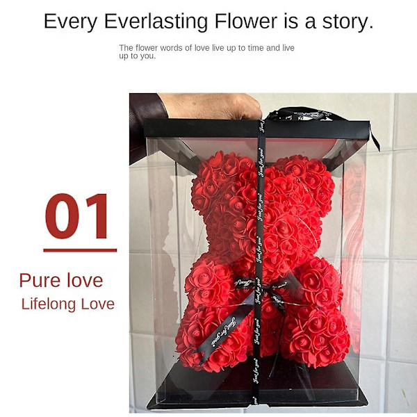 Handgjorda bevarade blommor, flerfärgade LED-lampor, perfekt present till alla hjärtans dag, mors dag och årsdag (hud