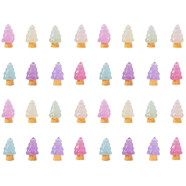 32-pack Mini Resin Julgran Mikro Lysande Julgran Julgransprydnader (2X1.1CM, som visas på bilden)