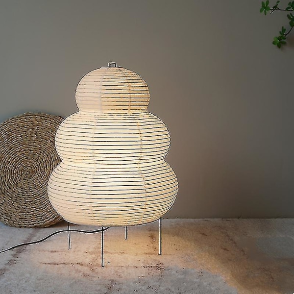 Japansk Creative Stativ Gulvlampe Soveværelse Sengebord Skrivebord hvidt rispapir Bordlampe Hjem Hotel Loft Belysning Deco Standlight（EU stik, Print Lampe）