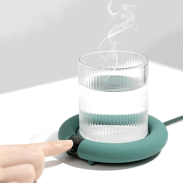 Kaffeuppvärmningsbricka - Elektrisk kaffevärmare med 3 temperaturkontroller för hemmakontor, kopp, grön