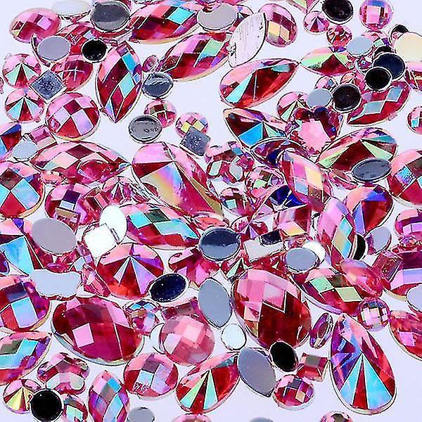 Rose Red AB Diy Non hotfix Flatback Akryl Negle Sten Rhinestones Ædelstene Til 3d Negle Kunst