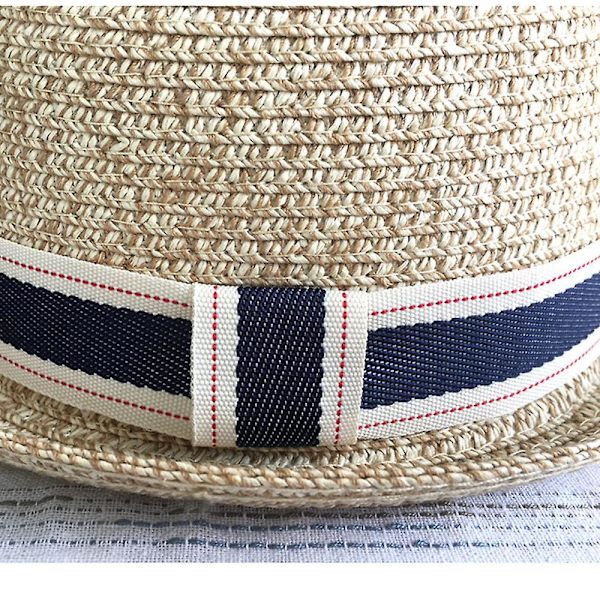 Hatt, Halm Fedora Solhatt Dam Herr Vikbar Vikbar Trilby Panama Stil Sommar Strandhatt, Bästa Morsdagspresent till Mamma och Fru. (blå)