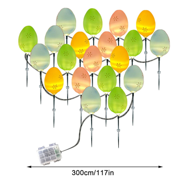 Påskdekorationer Lampa, Påskägg Lampa Led Varm Lampa String, Utomhus Golvlampa, Impervious Batteri Påsk Dekorativa Lampa String(Varm)（Vit）