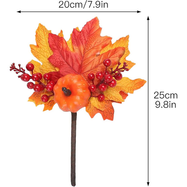 Set med 3 konstgjorda pumpa grenar formade lönngrenar för Halloween bröllopsdekoration