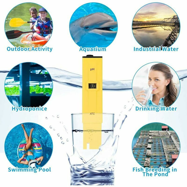 Digital pH-mätare 0,01 Hög noggrannhet Vattenkvalitetstestare för kök, akvarium, pool, laboratorium