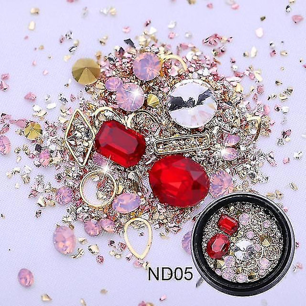 ND05 3D Neglekunst Rhinestone Mix Størrelser Ab Farver Flad Bund Kameleon Neglestifter