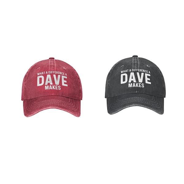 What A Difference A Dave Makes Hat for Men Dad Hat with Design Hats Baseball Cap（Red）