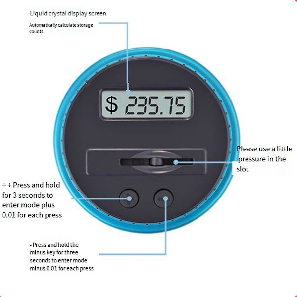 Elektroninen laskentakolikkopankkiämpäri Läpinäkyvä kolikkosäästölipas Laskurilaatikko Australian dollari（Kuten kuvassa）