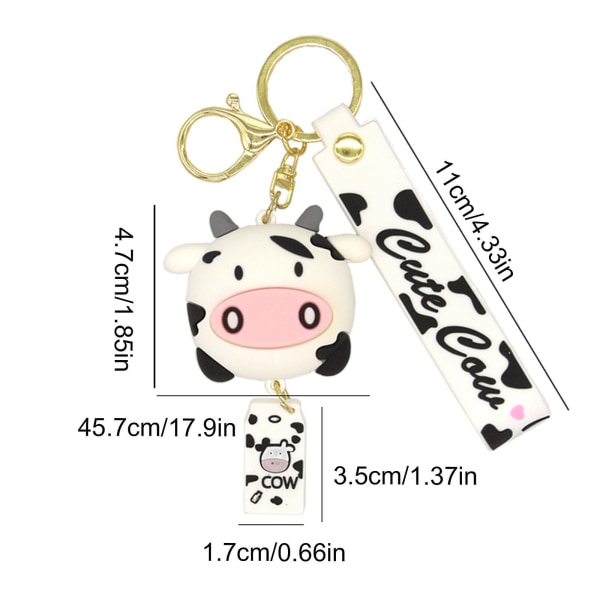 2023 New Cute Cow Nyckelring - Rolig Silikon Cow Hänge med print för bilnycklar, väska charm och festdekoration (grön)