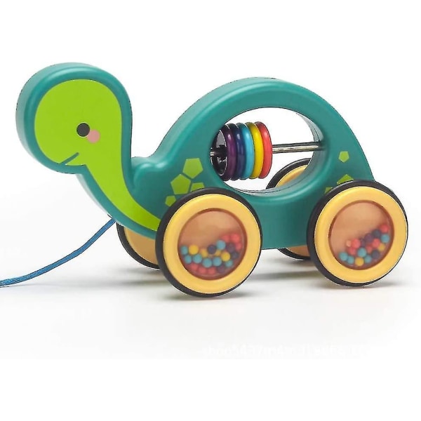 Push & Pull-leksaker för toddler , meddragbar baby med gummikantade hjul (sköldpadda)