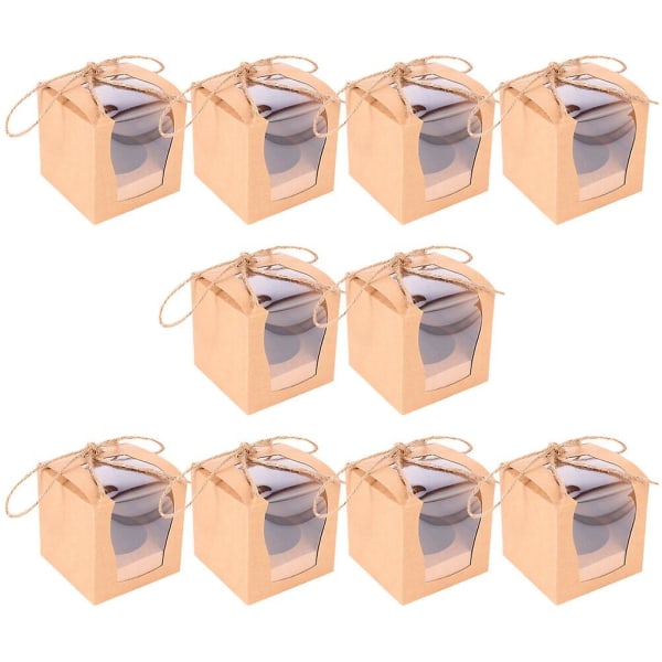10 kpl cupcake box leivinlaatikko ikkunasta riippumattomalla cupcake astialla (9,00X9,00X9,00cm, kuten kuvassa)