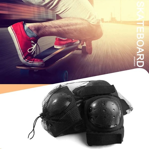 Barnens skyddssats - Inline skate knäskydd för barn - Skyddssats [6 delar] för barn - Ideal stora skyddsplattor rosa