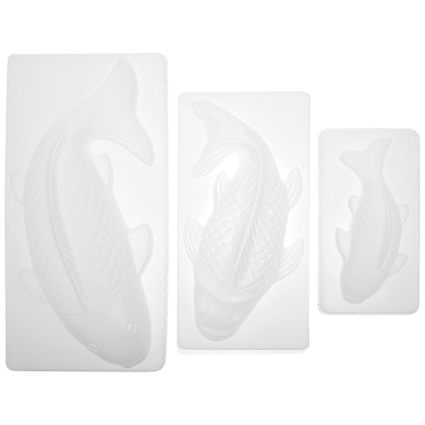 3-pakning med høykvalitets geléform kakeform fiskform design riskakerform (31,5X15,5X7CM, hvit)