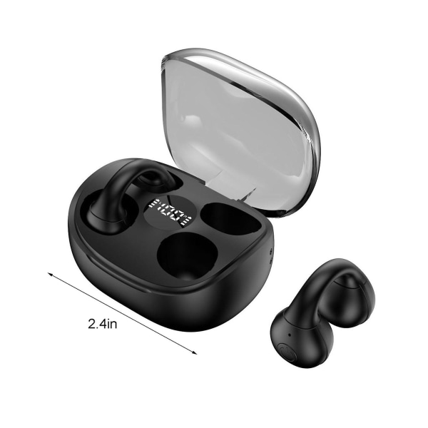 Trådlösa öronsnäckor Bluetooth 5.3 Öronklämma Hörlurar Inbyggd mikrofon IPX6 Immersive Premium Sound Headset Med laddningsfodral（Svart）