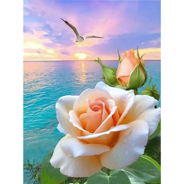 Animal Landscape Mosaic 5D Diamantmålning Kits Full Round Blomsterbroderi DIY Heminredning Present 1st (30x40cm)