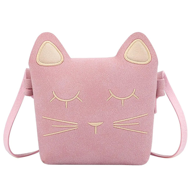 Barnens axelväska flickor, katt crossbody messenger väska, prinsessa mini handväska, PU läder söta små flickväskor