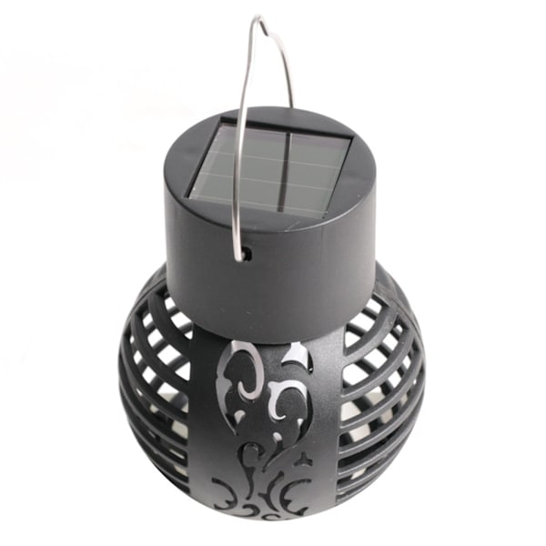 Solcellssimulerad flammakrona dekorativ lampa utomhus trädgård hängande lampa（Svart）